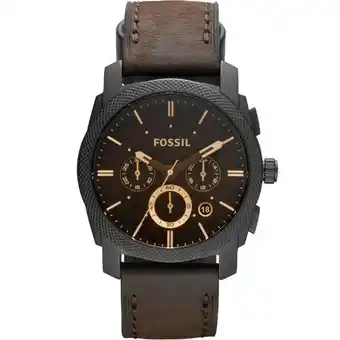 Shiels Fossil fs4656 machine chronograph brown leather strap offer