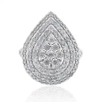 Shiels Sterling silver and 9ct yellow gold 3 carat diamond pear shaped cluster ring offer