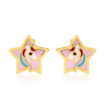 Shiels 9ct yellow gold lacquerized star stud earrings offer