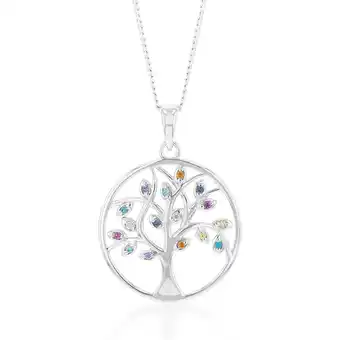 Shiels Sterling silver rainbow multicolour cubic zirconia tree of life pendant offer