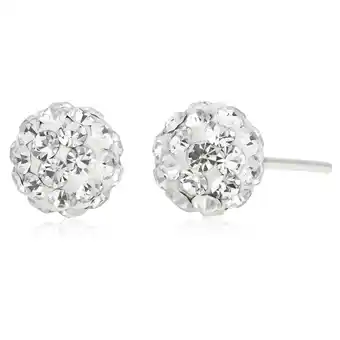 Shiels Sterling silver crystal white ball stud earrings offer