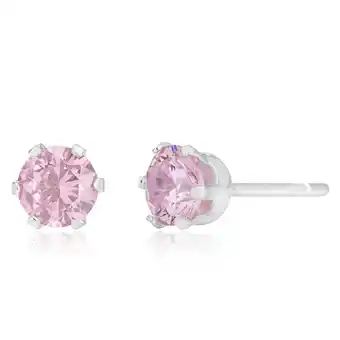 Shiels Sterling silver 5mm 6 claw pink crystal studs offer