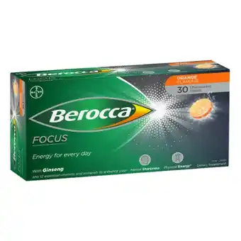 Berocca focus energy vitamin with ginseng orange 30 effervescent tablets