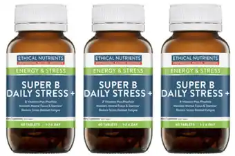 Ethical nutrients energy & stress super b daily stress+ 60 tablets