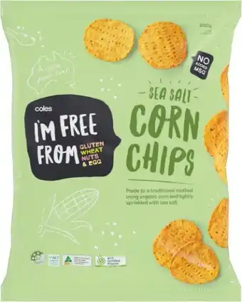 Coles Coles Iu2019m Free From Lightly Salted Corn Chips 200g offer