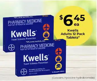 Superpharmacy Kwells adults 12 pack tablets offer