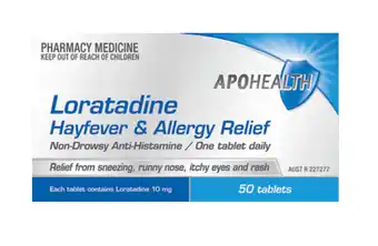 Chemist Discount Centre Apo health loratadine hayfever & allergy relief 50 tablets offer