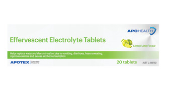 Apo health effervescent electrolyte lemon-lime 20 tablets