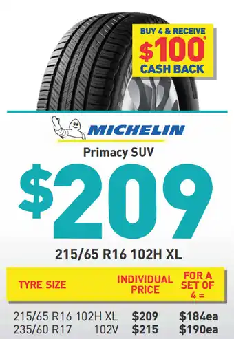Bob Jane T-Marts Tyre - michelin primacy suv offer