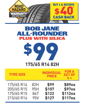Bob Jane T-Marts Tyre - bob jane all-rounder plus with silica offer
