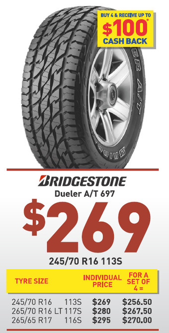 Bob Jane T-Marts Tyre - bridgestone dueler a/t 697 offer