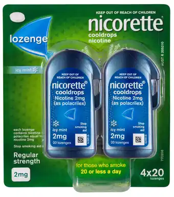 Chempro Nicorette cool drops lozenges icy mint 4mg 80 pieces offer