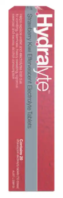 Hydralyte electrolyte strawberry & kiwi 20 effervescent tablets