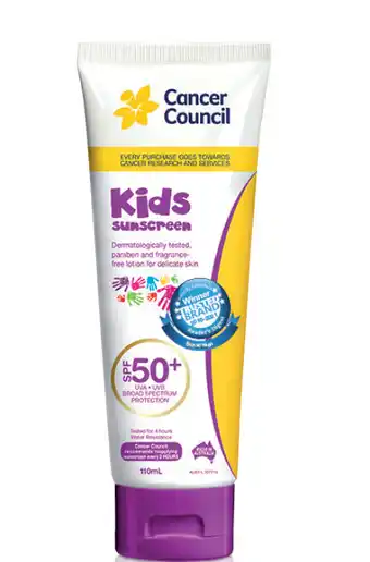 Cancer council kids sunscreen spf50+ tube 110ml
