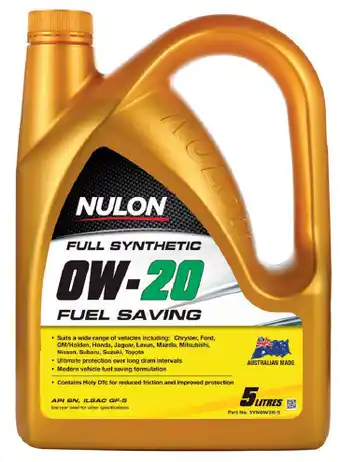 Auto One Nulon full synthetic 0w-20 fuel saving engine oil 5 litre offer