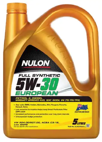 Auto One Nulon full synthetic 5w-30 euro engine oil 5 litre offer