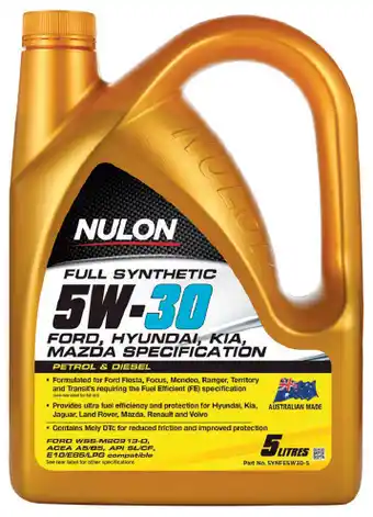 Nulon full synthetic 5w-30 fuel efficient engine oil 5 litre