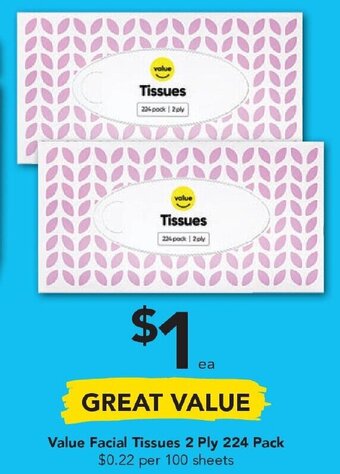 Drakes Value Facial Tissues 2 Ply 224 Pack offer