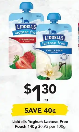 Drakes Liddells Yoghurt Lactose Free Pouch 140g offer
