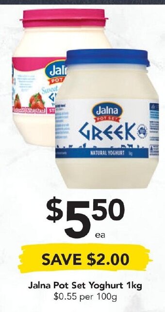 Drakes Jalna Pot Set Yoghurt 1kg offer