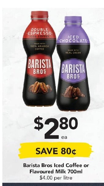 Drakes Barista Bros Iced Coffee or Flavoured Milk 700ml offer