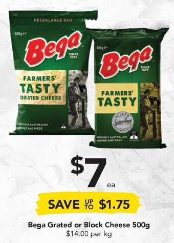 Drakes Bega Grated or Block Cheese 500g offer