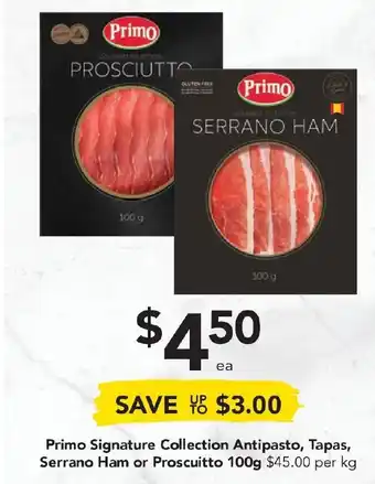 Drakes Primo Signature Collection Antipasto, Tapas, Serrano Ham or Proscuitto 100g offer