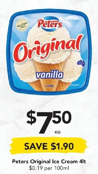 Drakes Peters Original Ice Cream 4lt offer