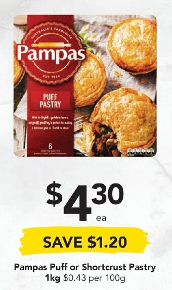 Drakes Pampas Puff or Shortcrust Pastry 1kg offer