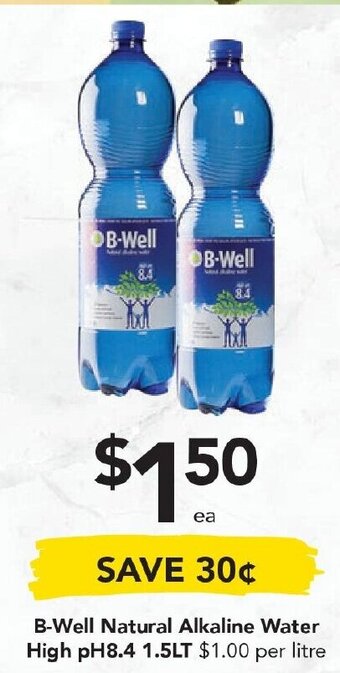 Drakes B-Well Natural Alkaline Water High pH8.4 1.5LT offer
