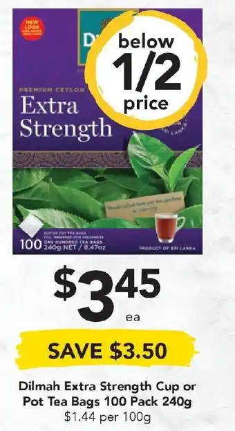 Drakes Dilmah Extra Strength Cup or Pot Tea Bags 100 Pack 240g offer