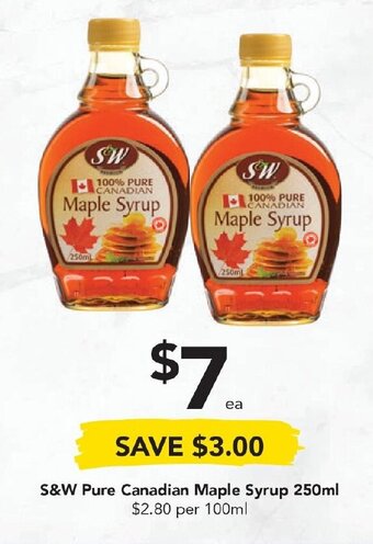 Drakes S&W Pure Canadian Maple Syrup 250ml offer
