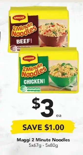 Drakes Maggi 2 Minute Noodles 5x67g-5x80g offer