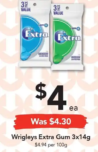 Drakes Wrigleys Extra Gum 3x14g offer