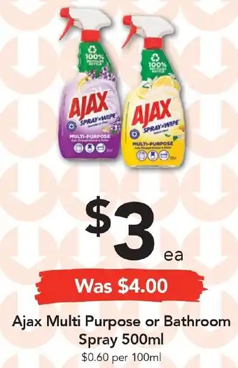 Drakes Ajax Multi Purpose or Bathroom Spray 500ml offer
