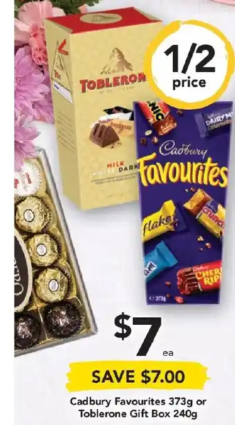 Drakes Cadbury Favourites 373g or Toblerone Gift Box 240g offer