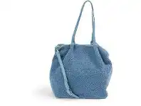 BIG W &me Womens Teddy Textured Tote Bag - Blue offer