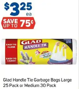 Foodland Glad Handle Tie Garbage Bags Large or Medium offer