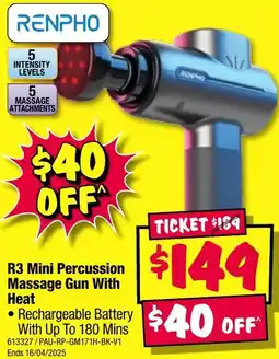 JB Hi-Fi R3 Mini Percussion Massage Gun With Heat offer