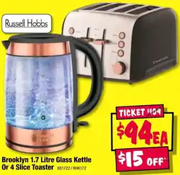 JB Hi-Fi Brooklyn 1.7 Litre Glass Kettle Or 4 Slice Toaster offer