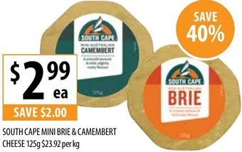 South Cape Mini Brie & Camembert Cheese 125g