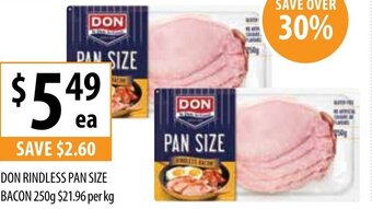 Supabarn Don Rindless Pan Size Bacon 250g offer