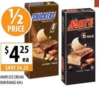 Supabarn Mars Ice Cream Bar Range 4/6's offer