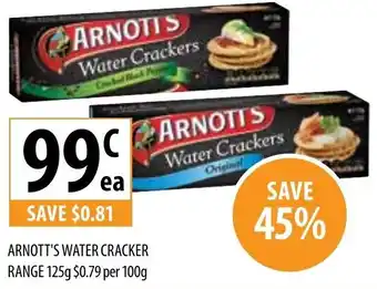 Supabarn Arnott's Water Cracker Range 125g offer