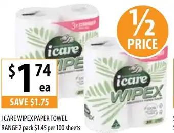 Supabarn I Care Wipex Paper Towel Range offer