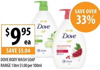 Supabarn Dove Body Wash Soap Range 1 Litre offer