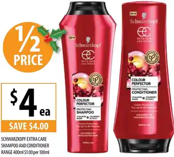Supabarn Schwarzkopf Extra Care Shampoo And Conditioner Range 400ml offer
