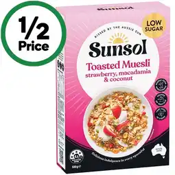 Woolworths Sunsol Toasted Muesli or Granola 450-500g offer