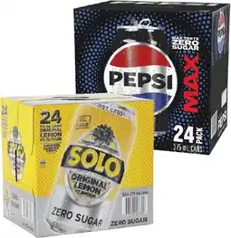 Coles Pepsi Max or Solo Soft Drink 24x375mL offer
