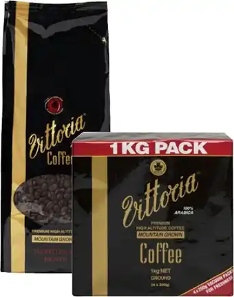 Coles Vittoria Mountain Grown Coffee Beans or Ground 1kg offer